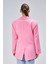 Pembe Kadın Düğmeli Oversize Blazer Ceket 6