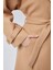 Camel Kuşaklı Uzun Oversize Yünlü Kaşe Kaban 5