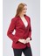 Bordo Kadın Düğmeli Oversize Blazer Ceket 5