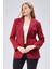 Bordo Kadın Düğmeli Oversize Blazer Ceket 8