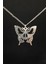 Paslanmaz Çelik Retro Vintage Aesthetic Grey Butterfly Zincirli Kolye 3
