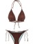 Piliseli Saten Acı Kahve Üçgen Bikini Takım 1