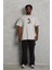 Unisex Oversize Baskılı Bisiklet Yaka T-Shirt - Gri 3