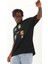 Unisex Oversize Baskılı Bisiklet Yaka T-Shirt - Siyah 1