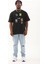 Unisex Oversize Baskılı Bisiklet Yaka T-Shirt - Siyah 4