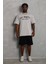Unisex Oversize Baskılı Bisiklet Yaka T-Shirt - Gri 4