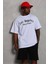 Unisex Oversize Baskılı Bisiklet Yaka T-Shirt - Beyaz 4