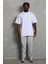 Unisex Oversize Baskılı Bisiklet Yaka T-Shirt - Beyaz 2