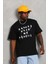 Unisex Oversize Baskılı Bisiklet Yaka T-Shirt - Siyah 1