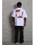 Unisex Oversize Baskılı Bisiklet Yaka T-Shirt - Beyaz 1