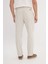 %100 Pamuk Slim Fit Dar Kesim Beli Bağlamalı Yan Cepli Pantolon 4