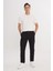 %100 Pamuk Slim Fit Dar Kesim Beli Bağlamalı Yan Cepli Pantolon 3