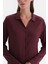 Bordo Basıc Penye Modal Gömlek Pantolon Örme Pijama Takımı 4