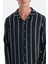 Lacivert Çizgili Viskon Dokuma Gömlek 5