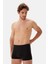 Siyah Dikiş Detaylı Kumaş Kaplama Lastikli Boxer 1