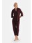 Bordo Biye Detaylı Cepli Penye Modal Pijama Takımı 4