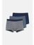 Lacivert 3'lü Desenli Pamuk Boxer 1