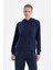 Lacivert Uzun Kollu Kapüşonlu Basıc Modal Sweatshırt 1