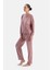 Gül Kurusu Uzun Kollu Bisiklet Yaka Kadife Pijama Takımı 3