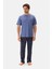 Indigo Yarım Patlı Tişört Pantolon Pijama Takımı 4