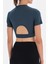 Koyu Yeşil Bisiklet Yaka Crop T-Shirt 4