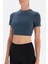 Koyu Yeşil Bisiklet Yaka Crop T-Shirt 5