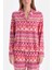 Multicolor Kalpli Metraj Baskılı Gömlek Pantolon Pijama Takımı 4
