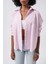 Çizgili Detay Oversize Pembe Gömlek 4