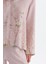 Açık Lila Metraj Baskılı Saten Gömlek Pijama Üstü 5