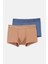 Açık Kahve-Lacivert 2'li Düz Micro Modal Boxer 1