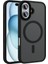 Apple iPhone 16 Kılıf Mat Arka Yüzey Wireless Şarj Özellikli Mkst Flet Magsafe Kapak-Siyah 1