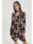 Kadın Siyah Flora Dress Çiçek Desenli Elbise 2