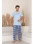 Erkek Ekose Desenli Kısa Kol Pijama Takımı 1
