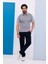 Erkek Kombin Mini Jaker Kumaş Gri Melanj Polo Yaka Düğmeli Kısa Kol T-Shirt Eşofman Alt-Üst Takım - 112 5