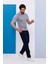Erkek Kombin Mini Jaker Kumaş Gri Melanj Polo Yaka Düğmeli Kısa Kol T-Shirt Eşofman Alt-Üst Takım - 112 6