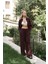 Nunzia Arka Detaylı Bordo Oversize Gömlek Pantolon Takım 3