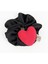 El Yapımı Siyah Saten Scrunchies Toka Kırmızı Kalp 1