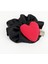 El Yapımı Siyah Saten Scrunchies Toka Kırmızı Kalp 5