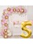 5 Yaş Krom Gold Pastel Pembe ve Beyaz Balon Seti Gold Rakamlı Doğum Günü Balonu Şık Parti Süsleme 1