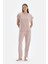 Açık Pembe Bisiklet Yaka Jogger Paça Viskon Kaşkorse Pijama Takımı 4
