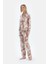 Açık Pembe Şal Desenli Penye Modal Gömlek Pantolon Pijama Takımı 3