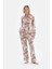 Açık Pembe Şal Desenli Penye Modal Gömlek Pantolon Pijama Takımı 4