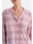 Soft Pembe Soft Ekoseli Termal Gömlek Pantolon Pijama Takımı 5