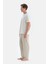 Ekru Gizli Patlı Kısa Kollu Tişört Pantolon Pijama Takımı 3