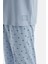 Açık Mavi Etek Ucu Baskılı Kısa Kollu Tişört Pantolon Pijama Takımı 4