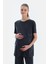Siyah Kısa Kollu Fonksiyonel Modal Hamile Tişört 1