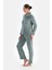 Açık Gri Puantiyeli Polar Gömlek Pantolon Pijama Takımı 3