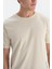 Ekru Bisiklet Yaka Ipek Apre Kısa Kollu Tişört 5