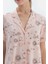 Pembe Metraj Baskılı Penye Modal Gömlek Pantolon Pijama Takımı 4