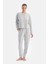 Gri Melanj Bisiklet Yaka Uzun Kollu Jogger Pantolonlu Pijama Takımı 4